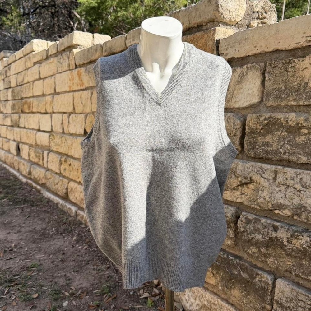 Braemar Sweater Vest Mens XL Pure Cashmere Jumper Sleeveless Pullover Grey VTG